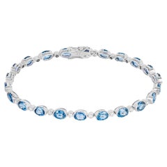 White Gold Sapphire 
Diamond Line Bracelet