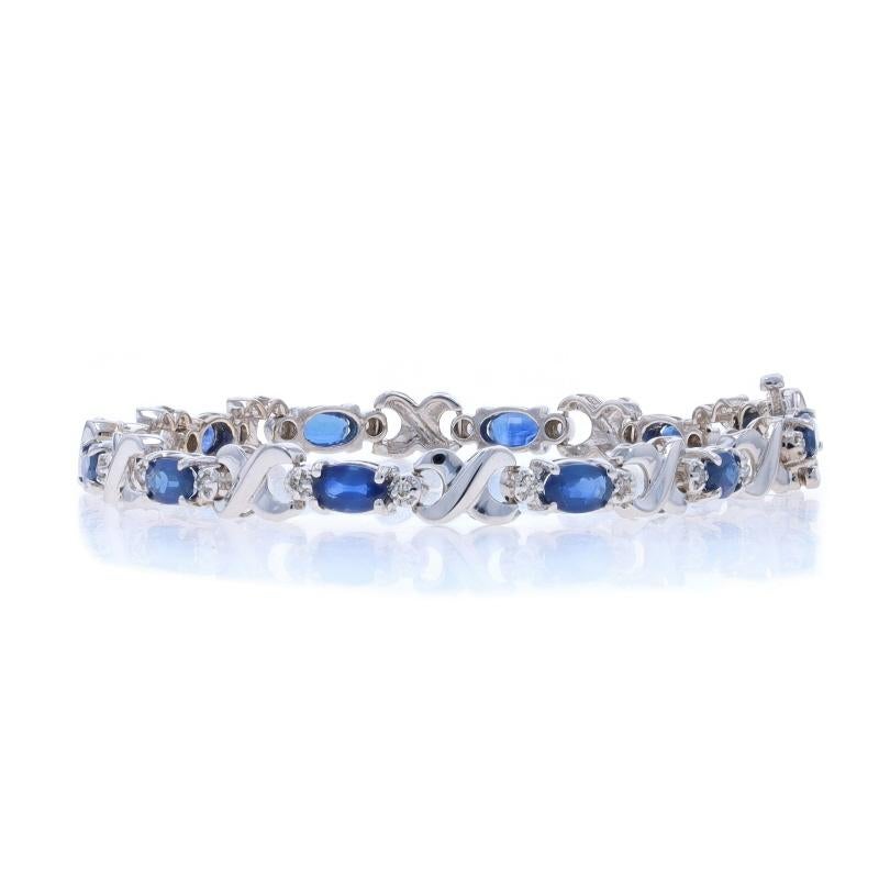 White Gold Sapphire Diamond Link Bracelet 7