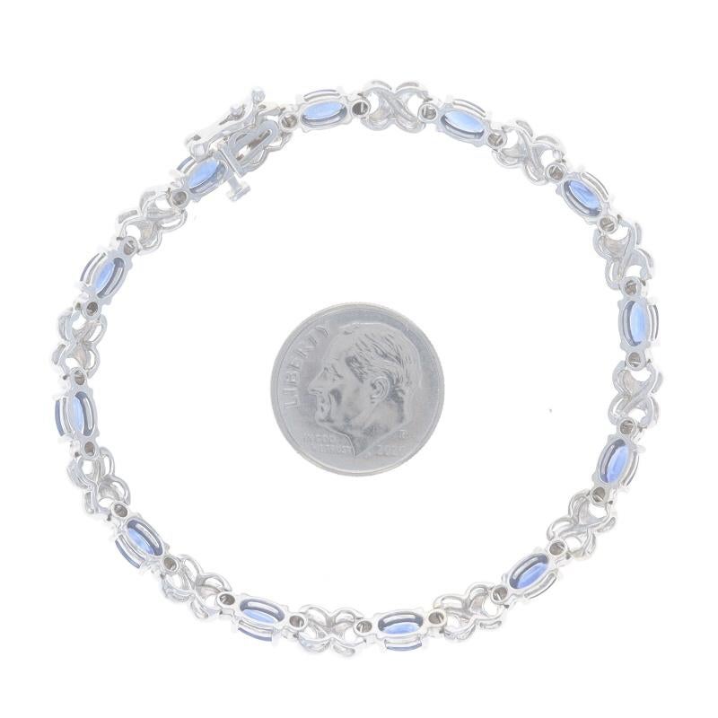 White Gold Sapphire Diamond Link Bracelet 7