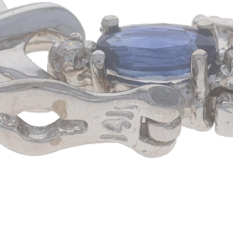 White Gold Sapphire Diamond Link Bracelet 7