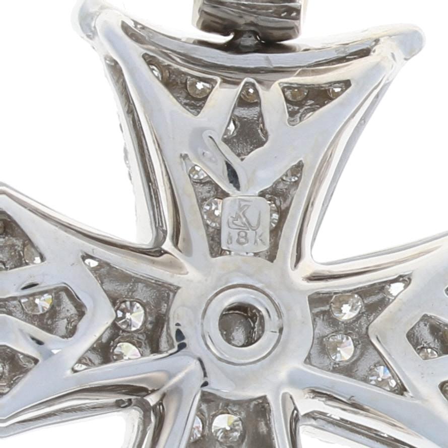 White Gold Sapphire Diamond Maltese Cross Enhancer Pendant 18k Cabochon 4.70ctw In Excellent Condition In Greensboro, NC