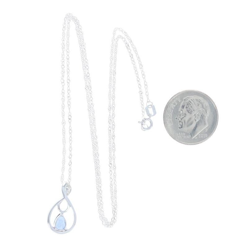 White Gold Sapphire & Diamond Pendant Necklace 17 3/4
