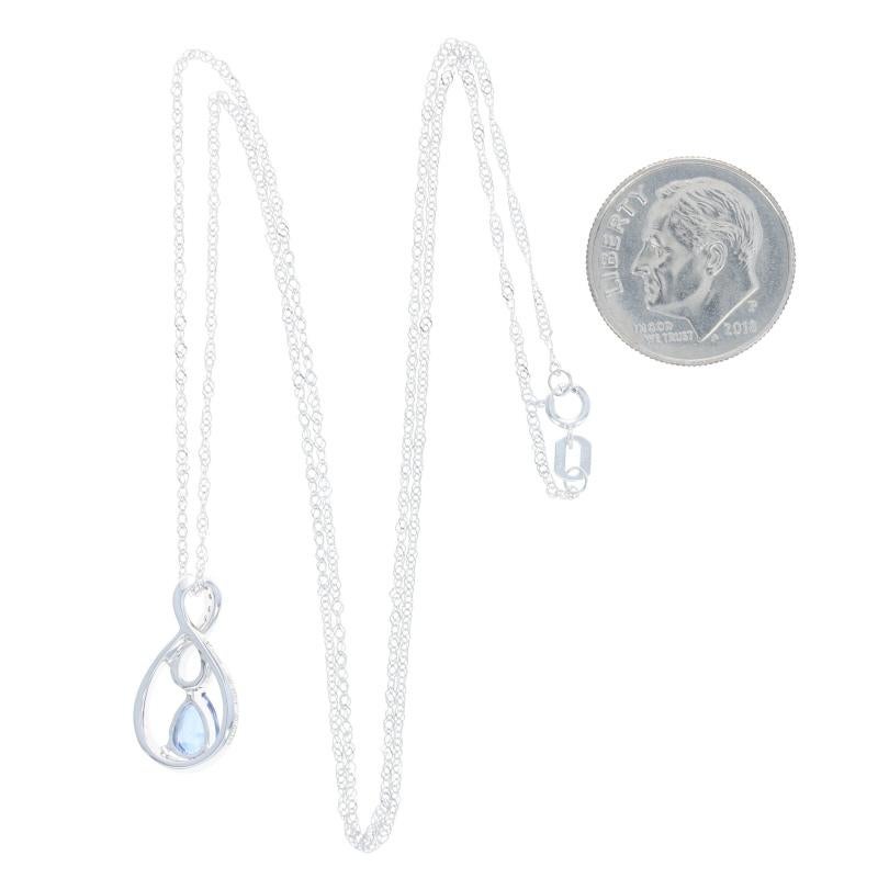 Women's or Men's White Gold Sapphire & Diamond Pendant Necklace 17 3/4