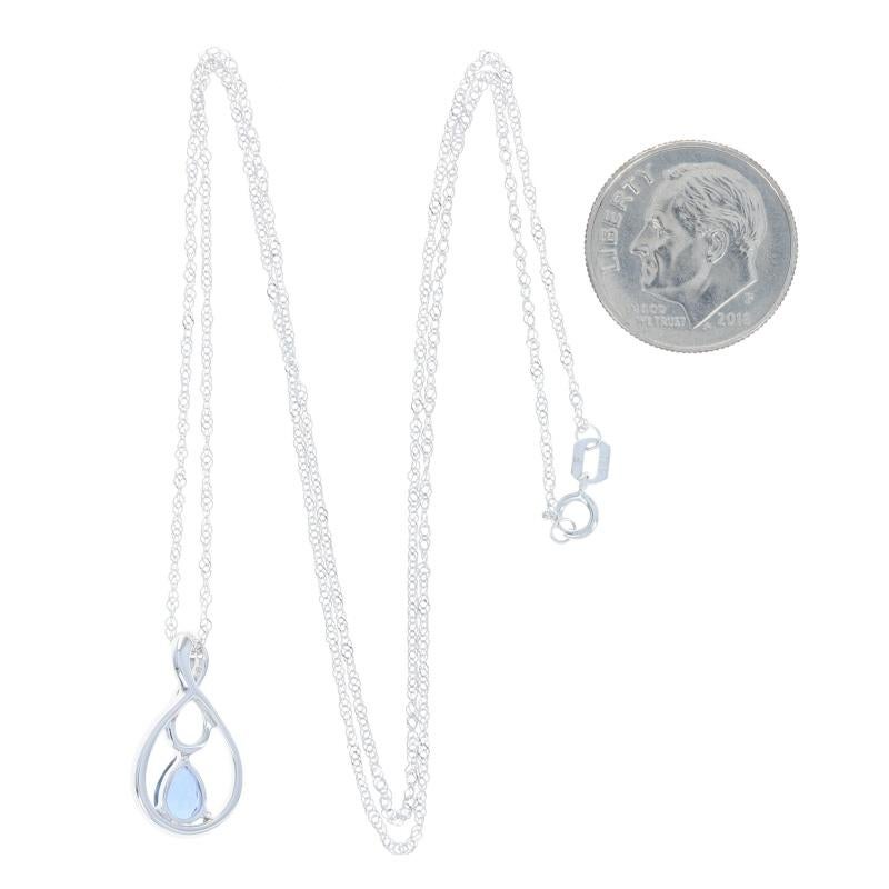 Taglio a goccia Collana con zaffiro e diamante in oro bianco 17 3/4