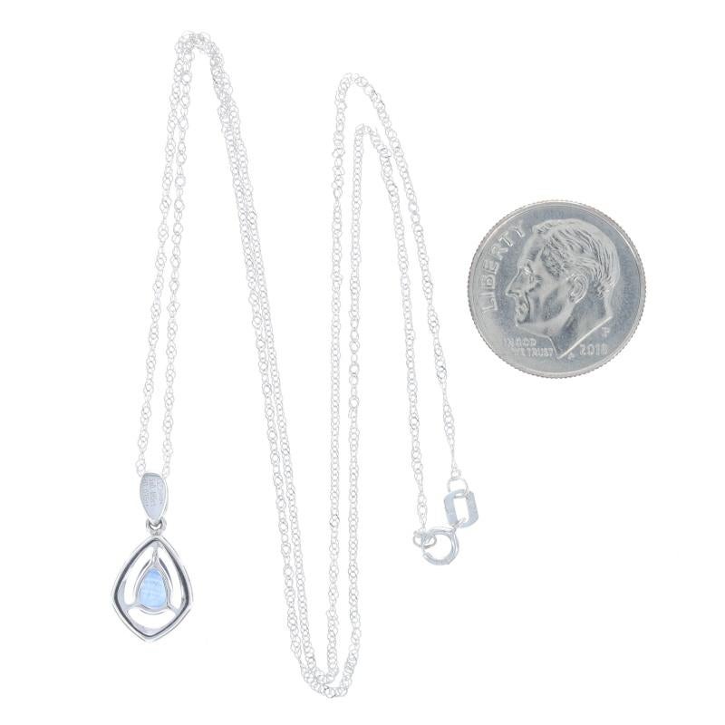 Women's White Gold Sapphire & Diamond Pendant Necklace 17 3/4