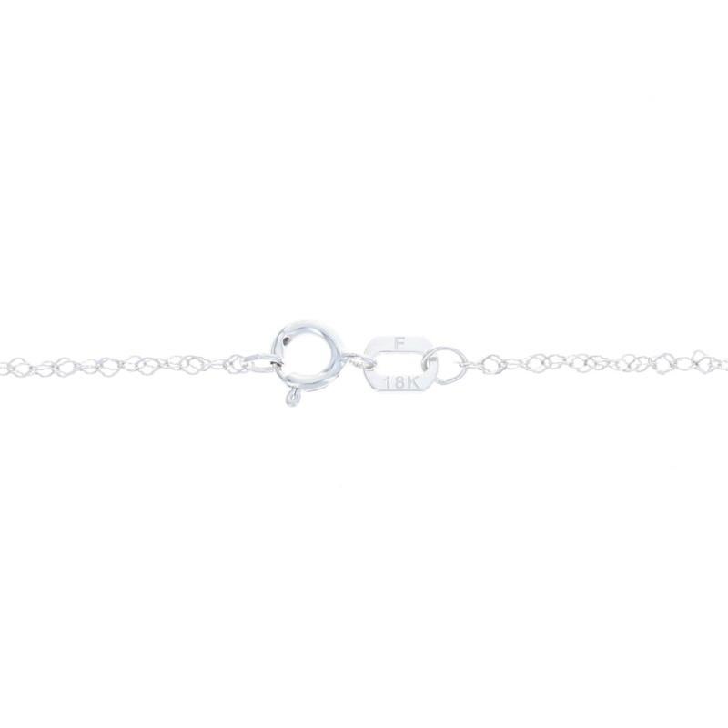 Women's or Men's White Gold Sapphire & Diamond Pendant Necklace 17 3/4