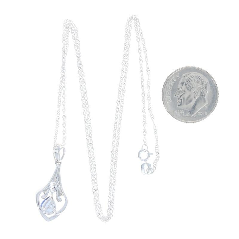 Women's White Gold Sapphire & Diamond Pendant Necklace 17 3/4