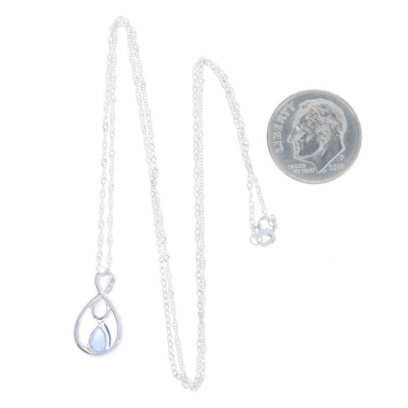 White Gold Sapphire & Diamond Pendant Necklace 18