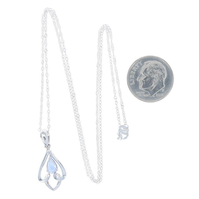 Women's White Gold Sapphire & Diamond Pendant Necklace 18