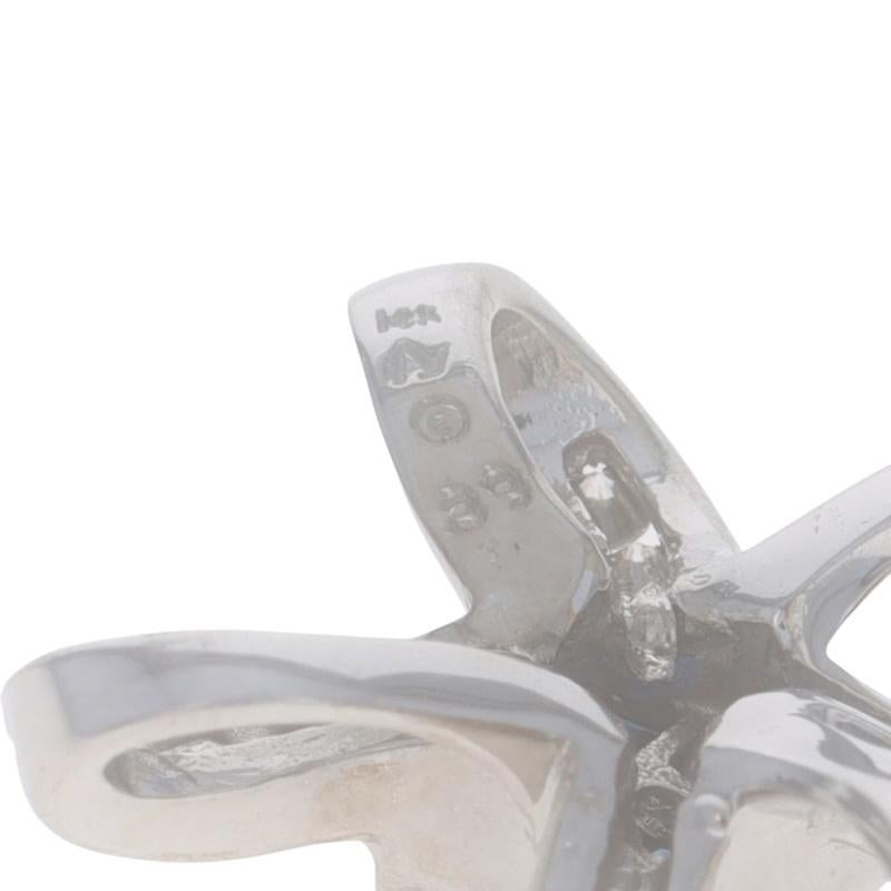 Women's White Gold Sapphire Diamond Ribbon Cross Pendant - 14k Square .57ctw Faith For Sale