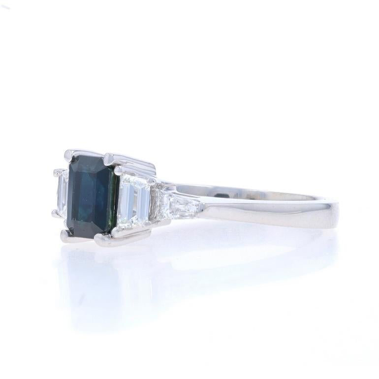 White Gold Sapphire Diamond Ring - 14k Emerald 1.68ctw Engagement In Excellent Condition For Sale In Greensboro, NC