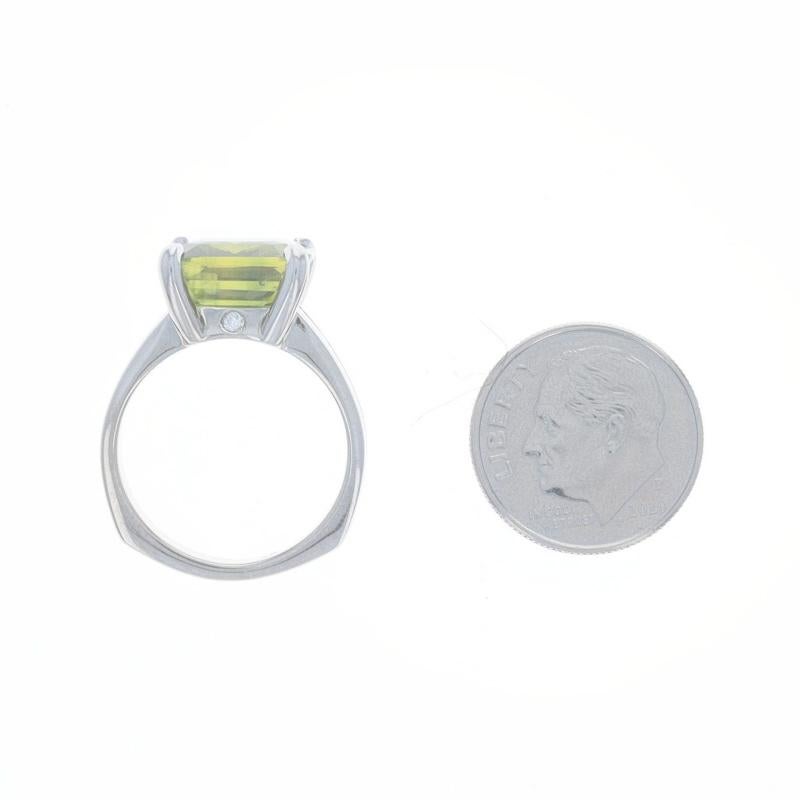 White Gold Sapphire & Diamond Ring - 14k Emerald Cut 10.63ctw Euro Shank For Sale 2