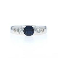 White Gold Sapphire Diamond Ring - 14k Oval 1.04ctw Engagement