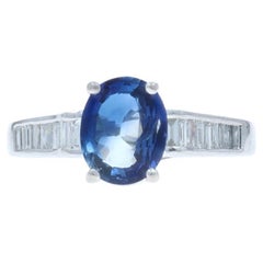 Weißgold Saphir Diamant Ring 14k Oval 2,14ctw Verlobung