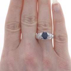 White Gold Sapphire & Diamond Ring - 14k Oval 2.69ctw