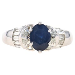 White Gold Sapphire & Diamond Ring - 14k Oval 2.69ctw