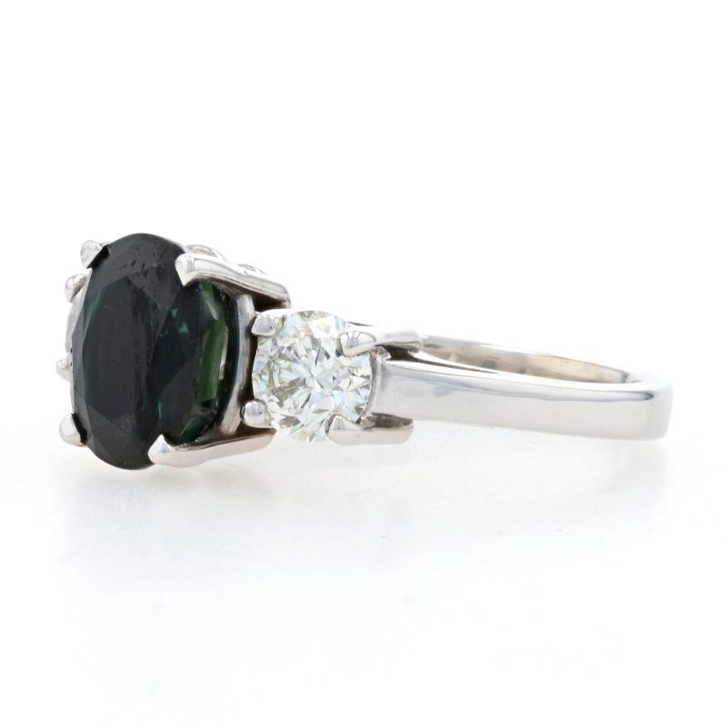 Taglio ovale Anello con zaffiro e diamante in oro bianco, 14k, taglio ovale, 3,64ctw, fidanzamento in vendita