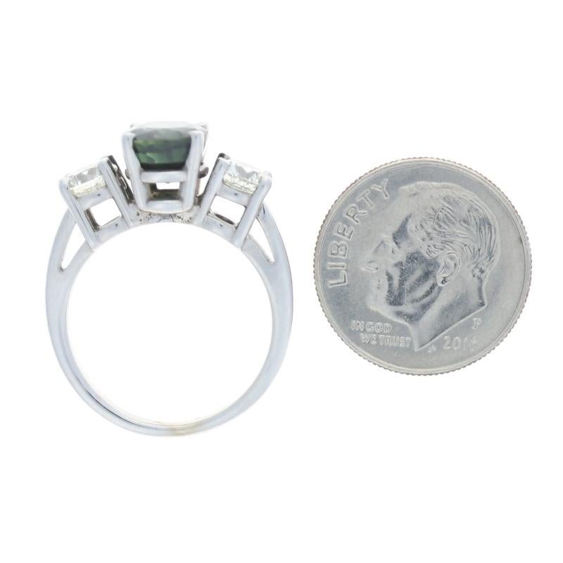 Donna Anello con zaffiro e diamante in oro bianco, 14k, taglio ovale, 3,64ctw, fidanzamento in vendita