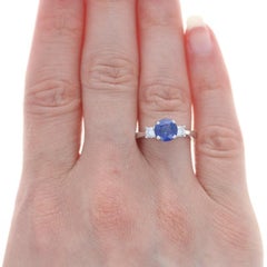 White Gold Sapphire & Diamond Ring - 14k Round 2.12ctw Engagement