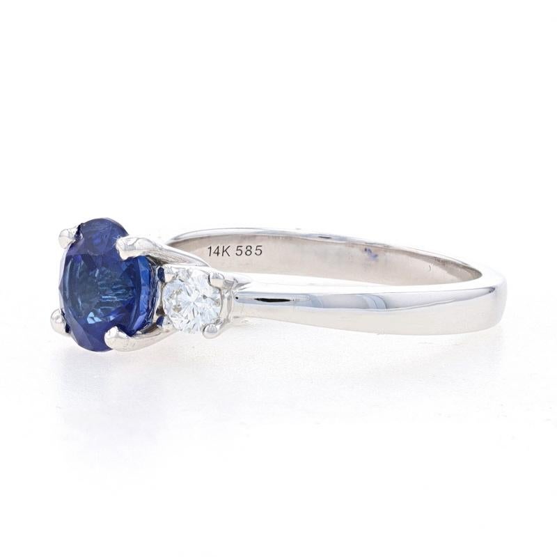 Round Cut White Gold Sapphire & Diamond Ring - 14k Round 2.12ctw Engagement For Sale