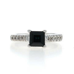 White Gold Sapphire Diamond Ring - 14k Square 1.40ctw