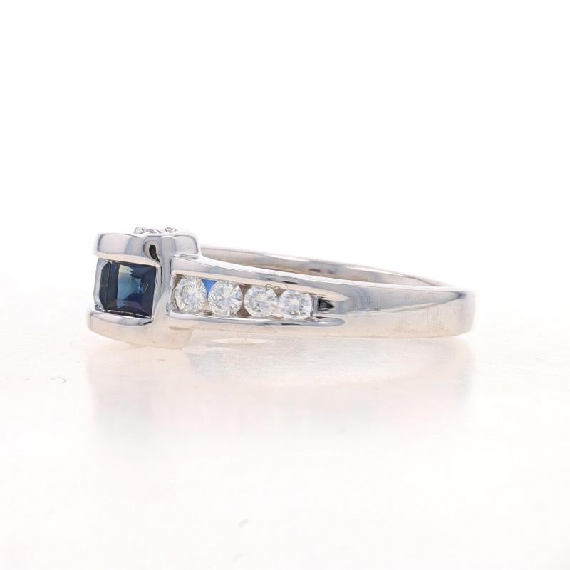 Women's White Gold Sapphire & Diamond Scroll Band - 14k Square 1.06ctw Ring Sz 5 3/4 For Sale