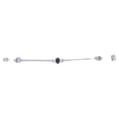 White Gold Sapphire Diamond Station Bracelet 14k Round .27ctw by the Yard Adjust