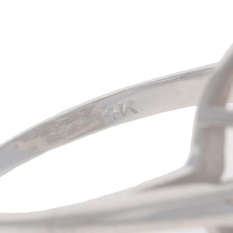 White Gold Sapphire Diamond Vintage Bypass Ring - 14k Round .89ctw Milgrain For Sale 1