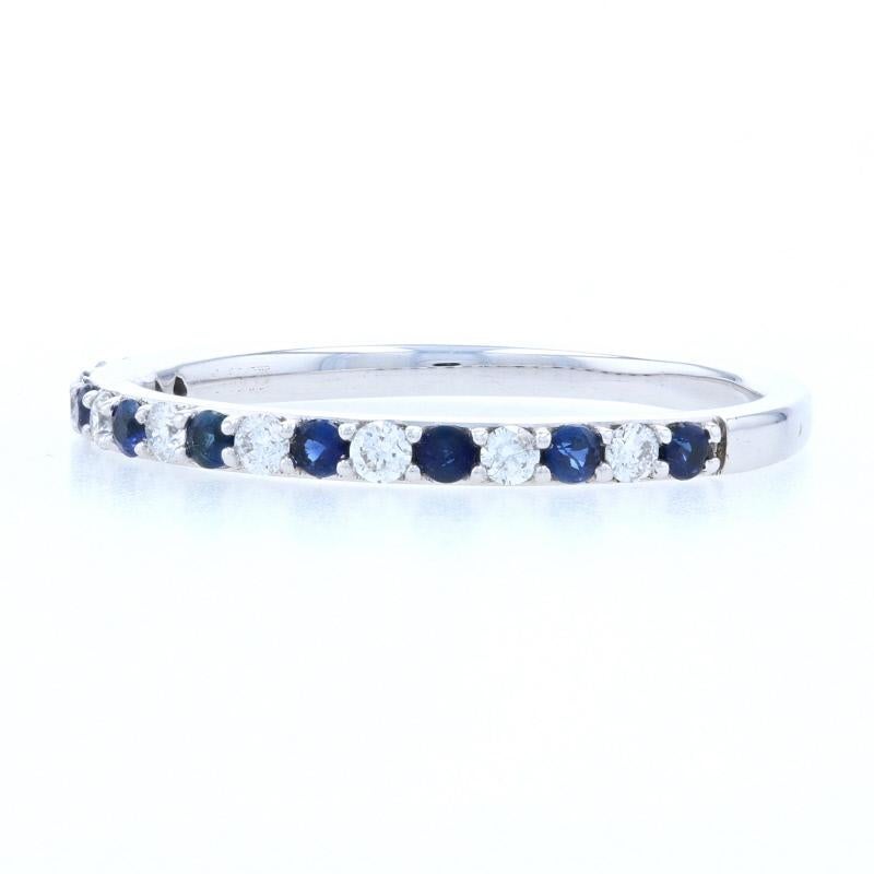 Uncut White Gold Sapphire & Diamond Wedding Band - 14k Round .56ctw Stackable Ring