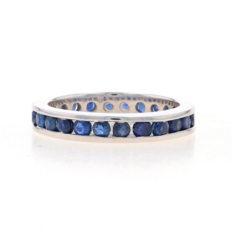 White Gold Sapphire Eternity Wedding Band - 14k Round 1.90ctw Ring Size 7 1/2 In Excellent Condition For Sale In Greensboro, NC