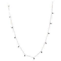 White Gold Sapphire Fringe Necklace 