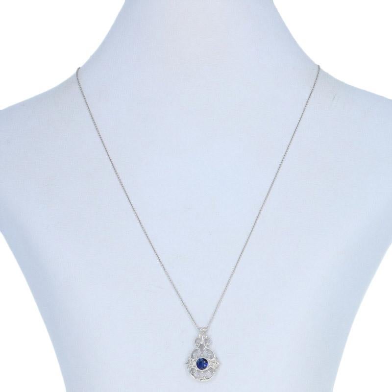 Brand: Beverly K.

Metal Content: Guaranteed 14k Gold (pendant) and 18k (chain) as stamped

Stone Information: 
Genuine Sapphire
Treatment: Heating  
Color: Blue  
Cut: Round
Carat: 1.14ct 

Pendant: 31/32