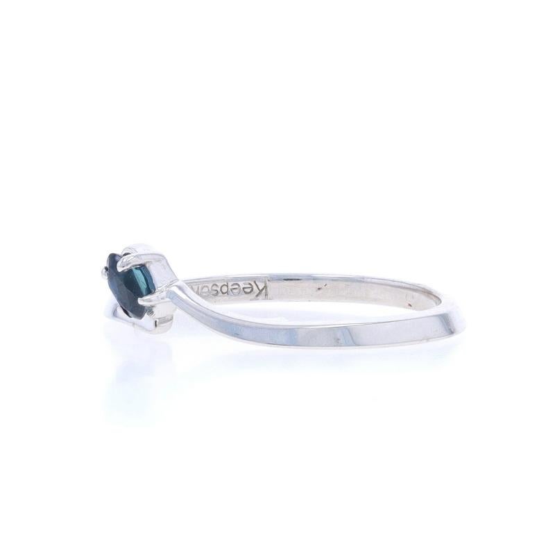 Solitär Bypass-Ring aus Weißgold mit Saphir und Saphir - 14k Marquise .13ct im Zustand „Hervorragend“ im Angebot in Greensboro, NC