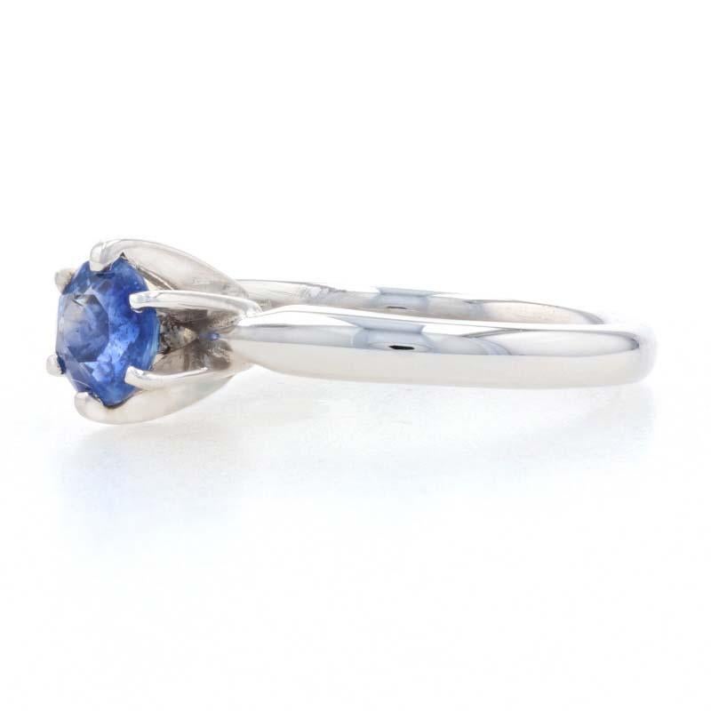 For Sale:  White Gold Sapphire Solitaire Engagement Ring, 14k Round Cut .60ct 3