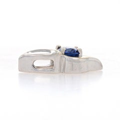 Ciondolo solitario con zaffiro in oro bianco 14k Ovale 1,00ct Est-Ovest