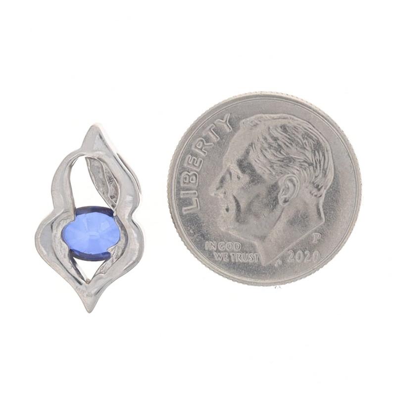Pendentif solitaire ovale en or blanc 14 carats, 1,00 carat est-ouest Excellent état - En vente à Greensboro, NC