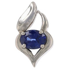 Solitär-Anhänger aus Weißgold mit Saphir 14k Oval, 1,00 Karat Ost-West