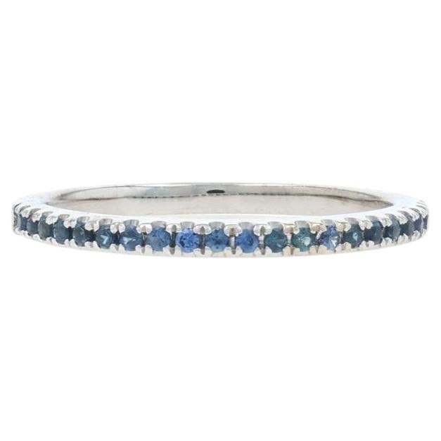 White Gold Sapphire Stackable Band - 14k Round .44ctw Wedding Ring