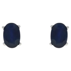 Orecchini con zaffiro in oro bianco - 14k Oval 1.06ctw Pierced