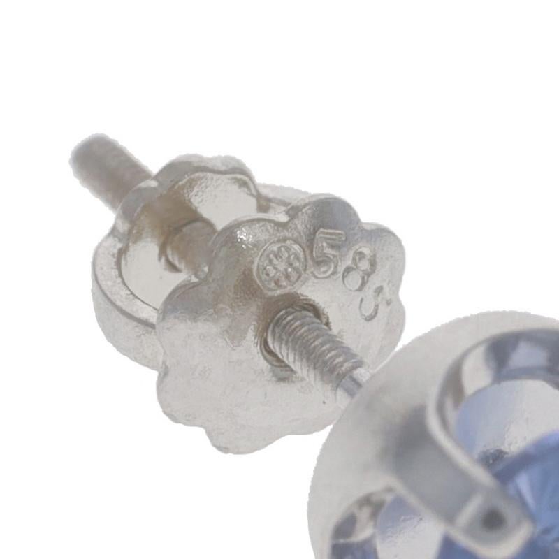 Donna Orecchini con zaffiro in oro bianco - 14k Round 1.94ctw Pierced in vendita