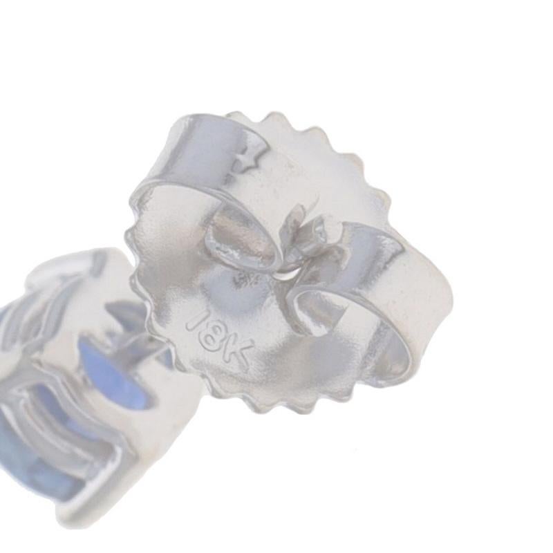 De las mujeres Pendientes de oro blanco con zafiro 18k redondos 1,20ctw perforados en venta