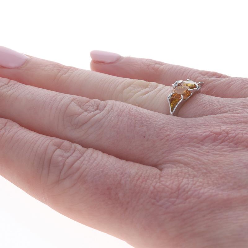 Weißgold Saphir Vintage Zwei-Stein-Ring - 10k Damen im Angebot