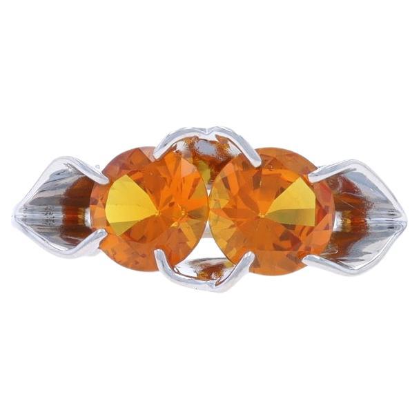 Weißgold Saphir Vintage Zwei-Stein-Ring - 10k im Angebot
