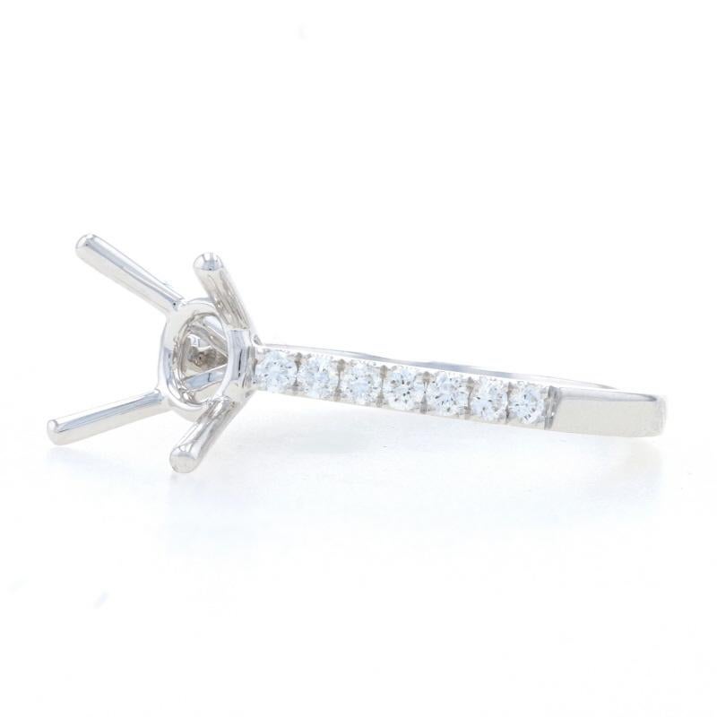 Round Cut White Gold Semi-Mount Engagement Ring 14k for ~7mm Center with Diamonds .28ctw