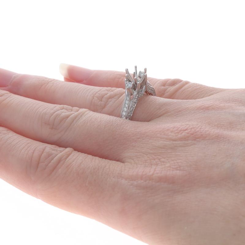 De las mujeres Anillo de compromiso de oro blanco semimontado - 18k Diamantes redondos de .68ctw talla 6.5-6.8mm en venta