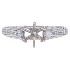 Used White Gold Semi-Mount Engagement Ring - 18k Round .68ctw Diamonds fits 6.5-6.8mm