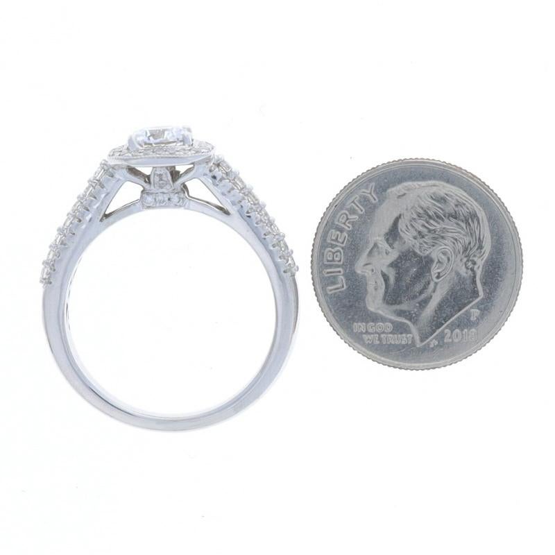 White Gold Semi-Mount Halo Engagement Ring -14k Round .50ctw for 5-6mm CZ & Dias For Sale 1
