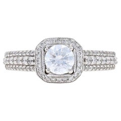 White Gold Semi-Mount Halo Engagement Ring -14k Round .50ctw for 5-6mm CZ & Dias