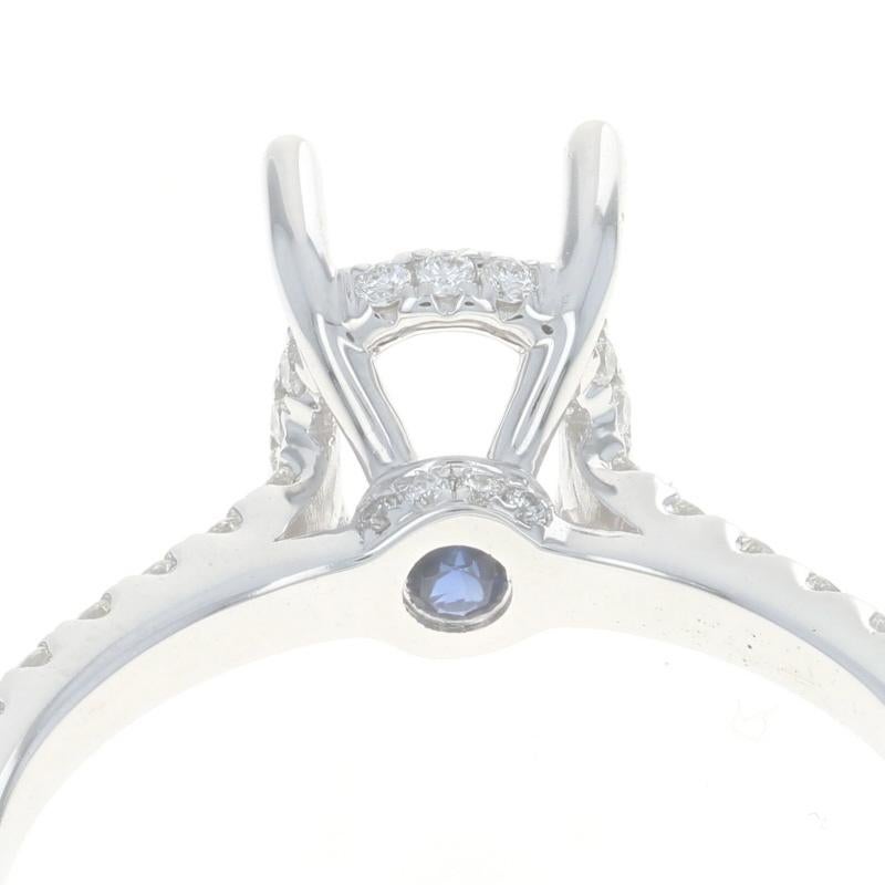 Women's White Gold Semi-Mount Hidden Halo Engagement Ring - 14k for 9x7 mm Oval