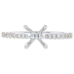 White Gold Semi-Mount Ring, 14 Karat Fits Center with Diamonds .38 Carat